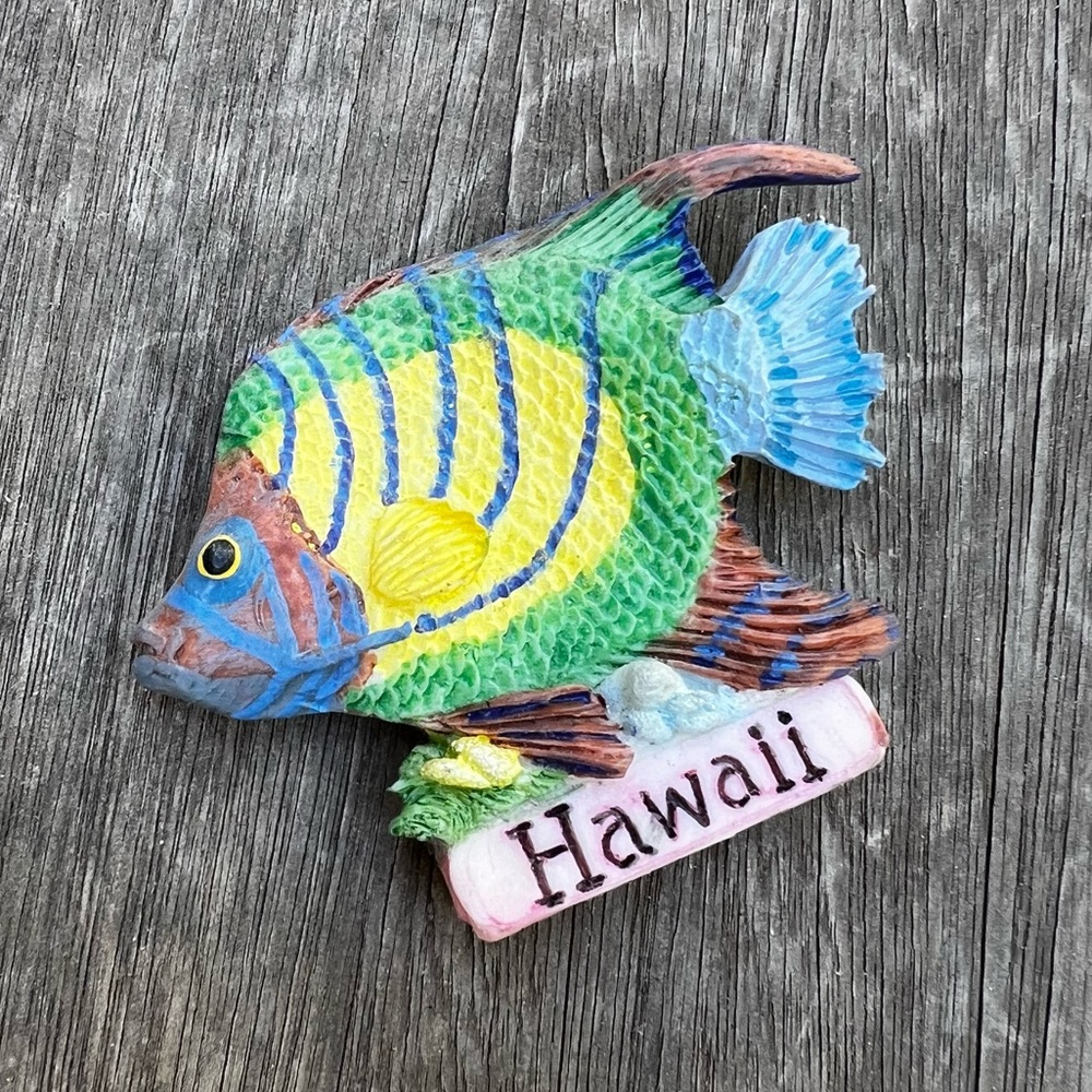 Vintage 90s Hawaii Tropical Fish Rubber Refrigerator Magnet Souvenir Colorful